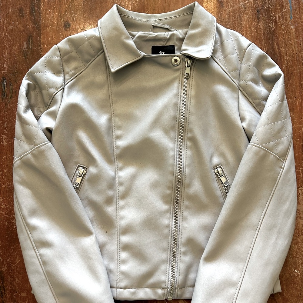 Faux Leather Jacket - Art Class - Size 6|6x - Gray - Read